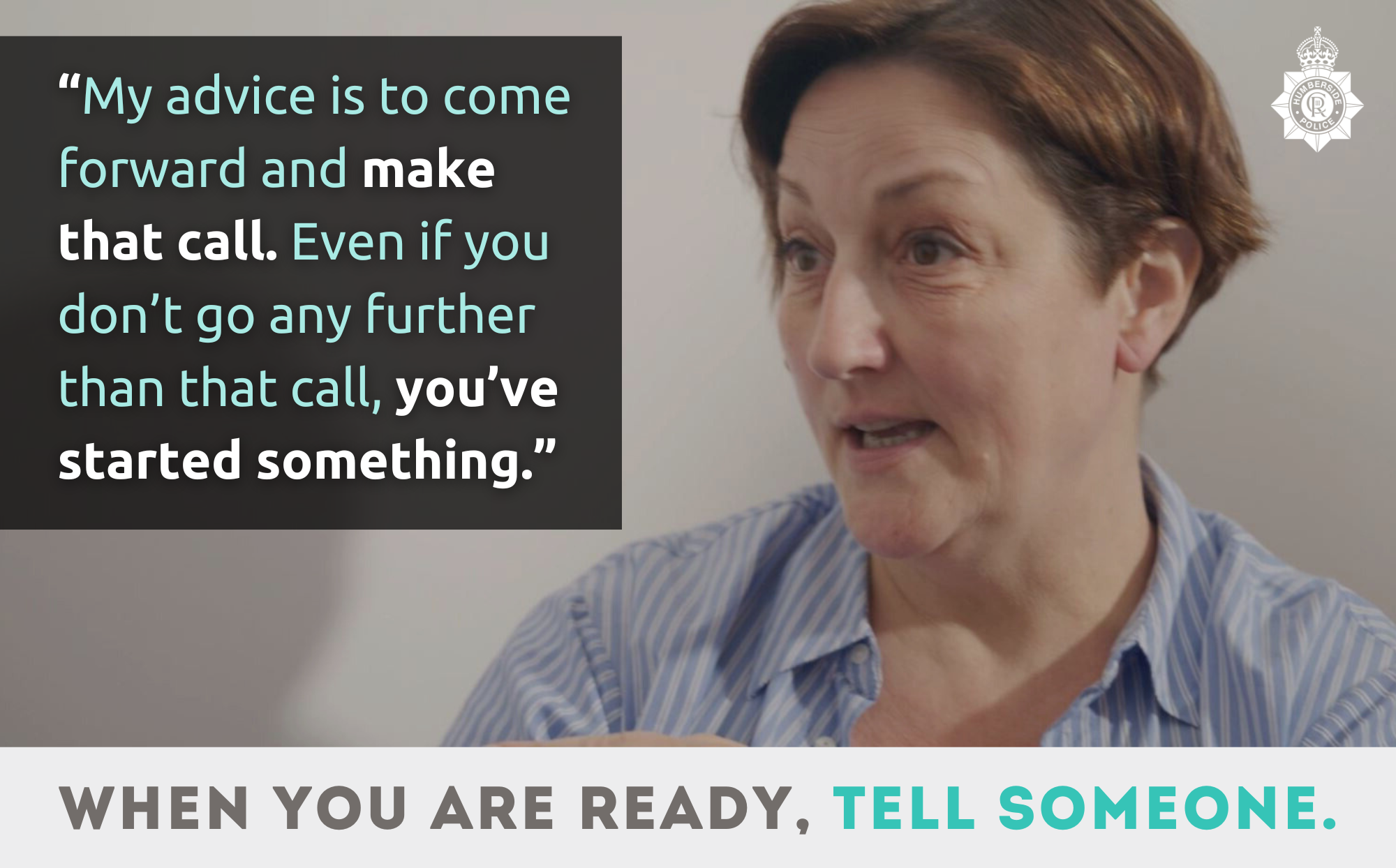 Image of DC Emma Andrew speaking as part of the Tell Someone campaign