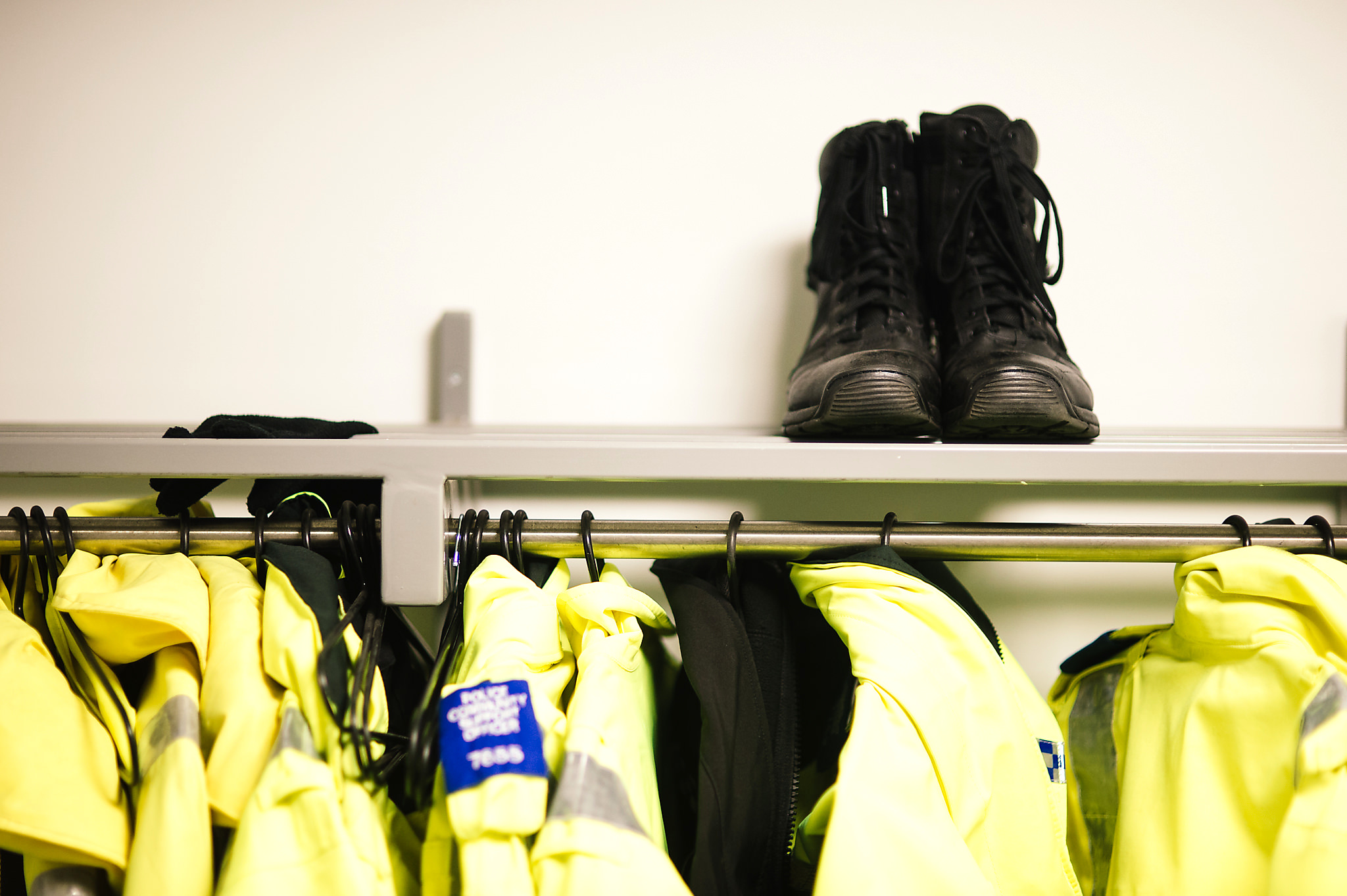 Image of police uniform lined up