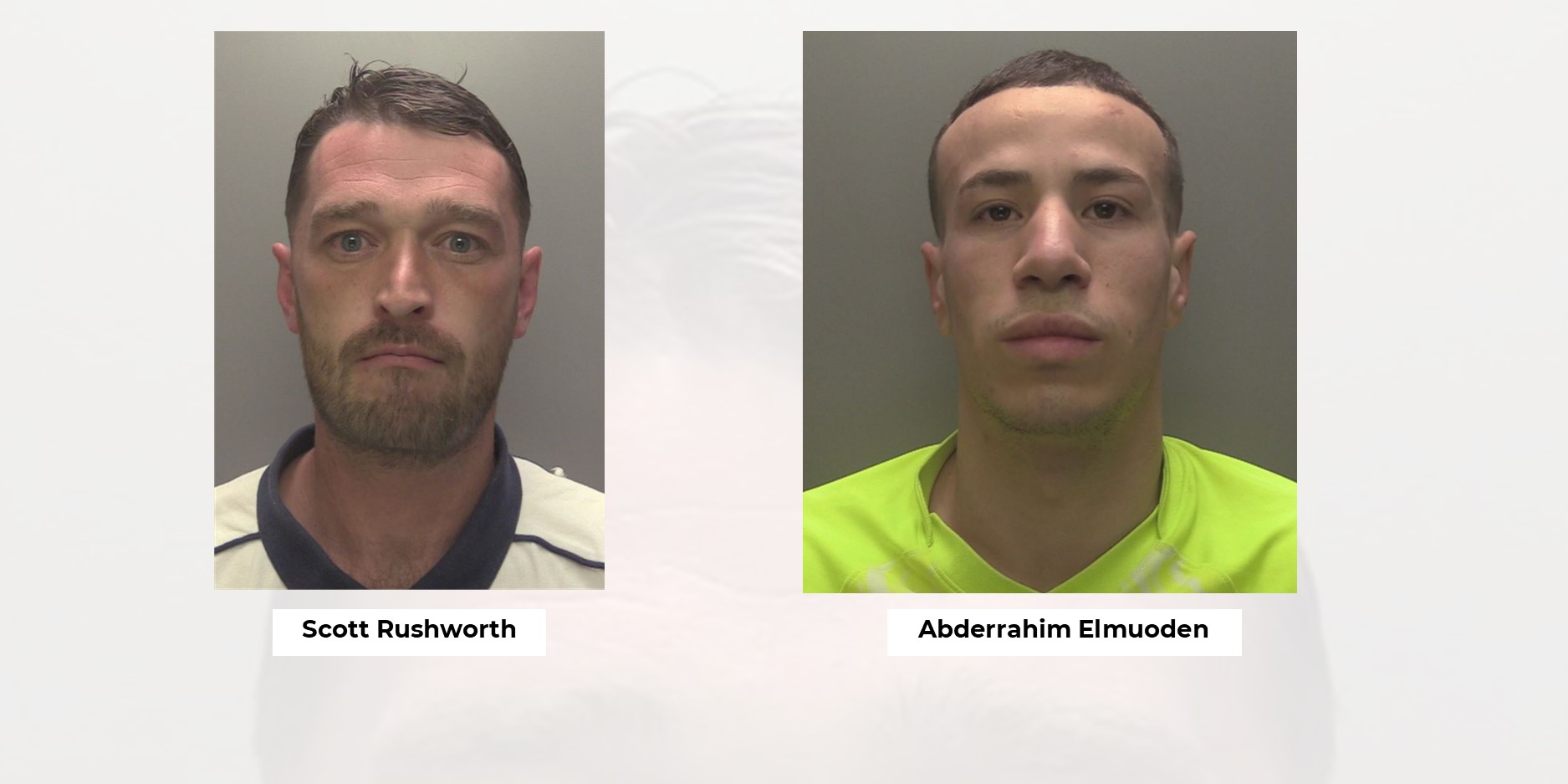 Custody images of Scott Rushwood and Abderrahim Elmuoden