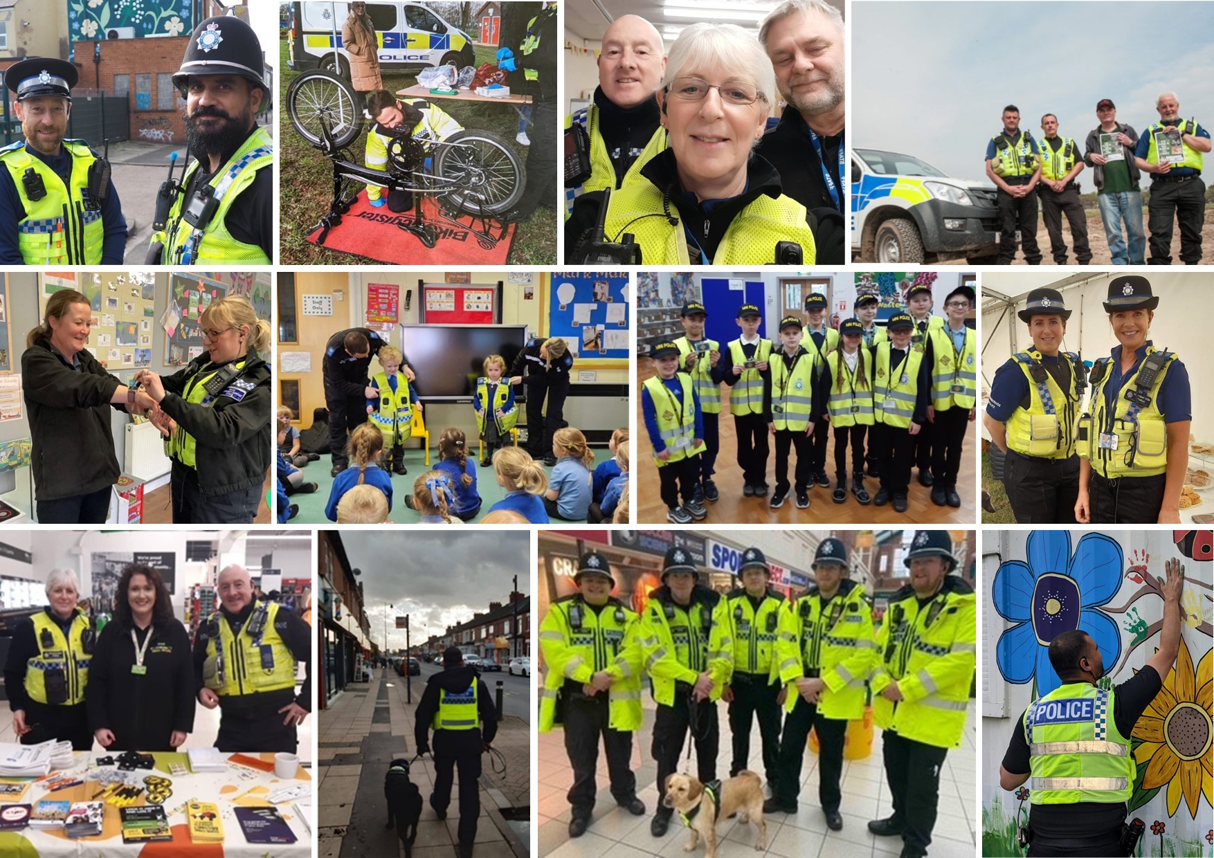 Collage of photos of showing officers engaging with the public for NPT week