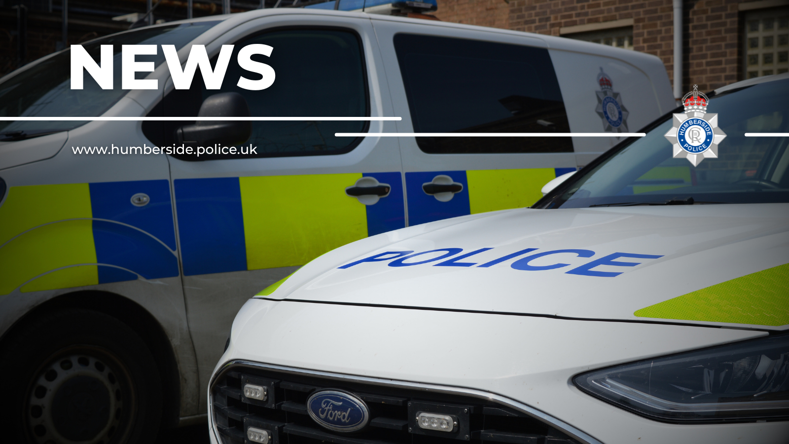 Close up images of police car and van