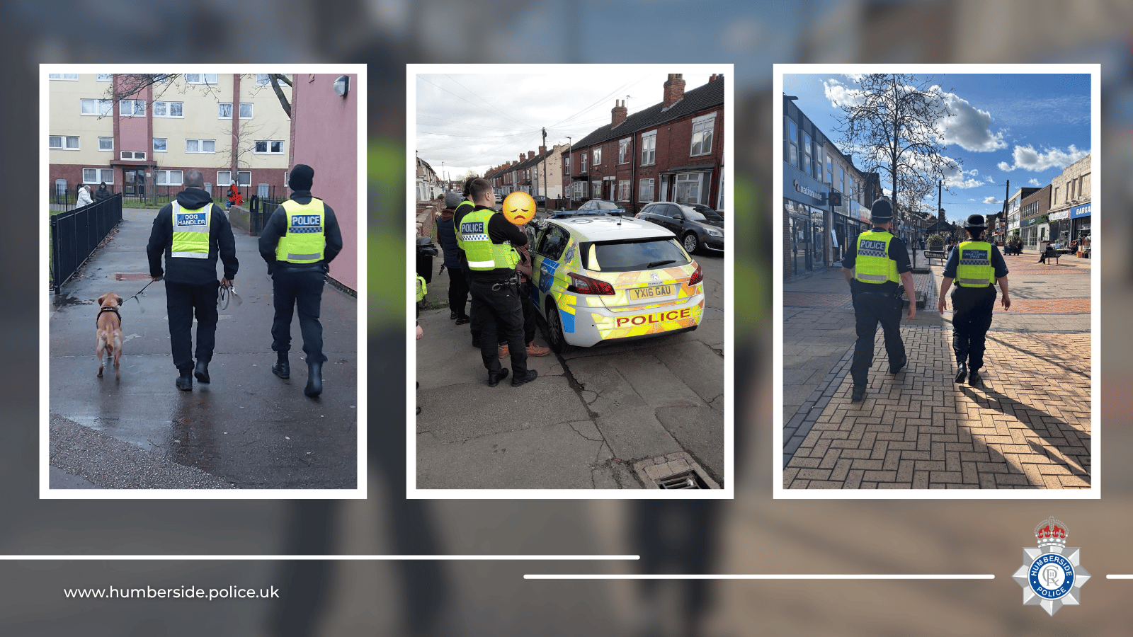 Photo collage of officers and community engagement