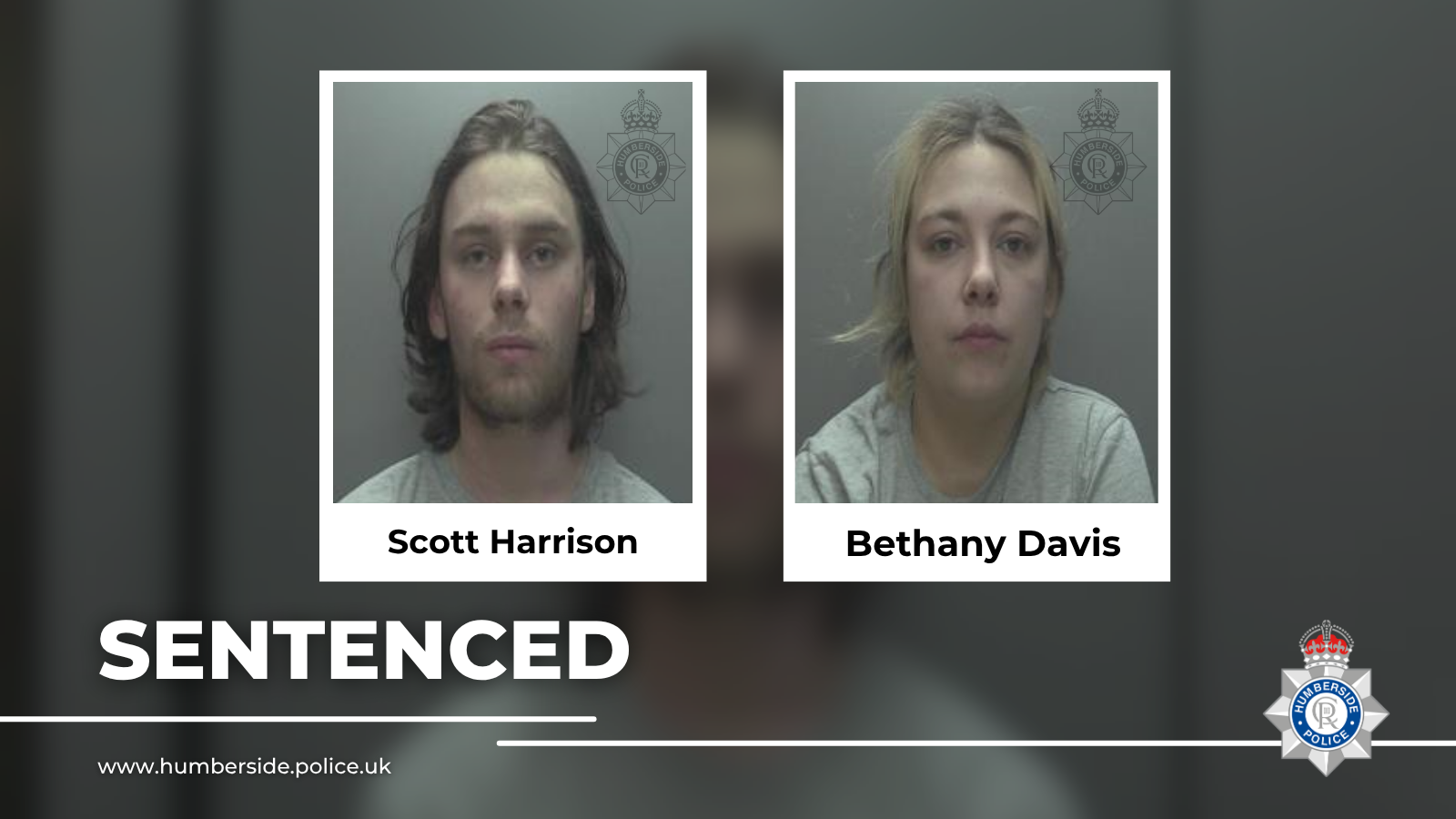 Custody images of Scott Harrison and Bethany Davis