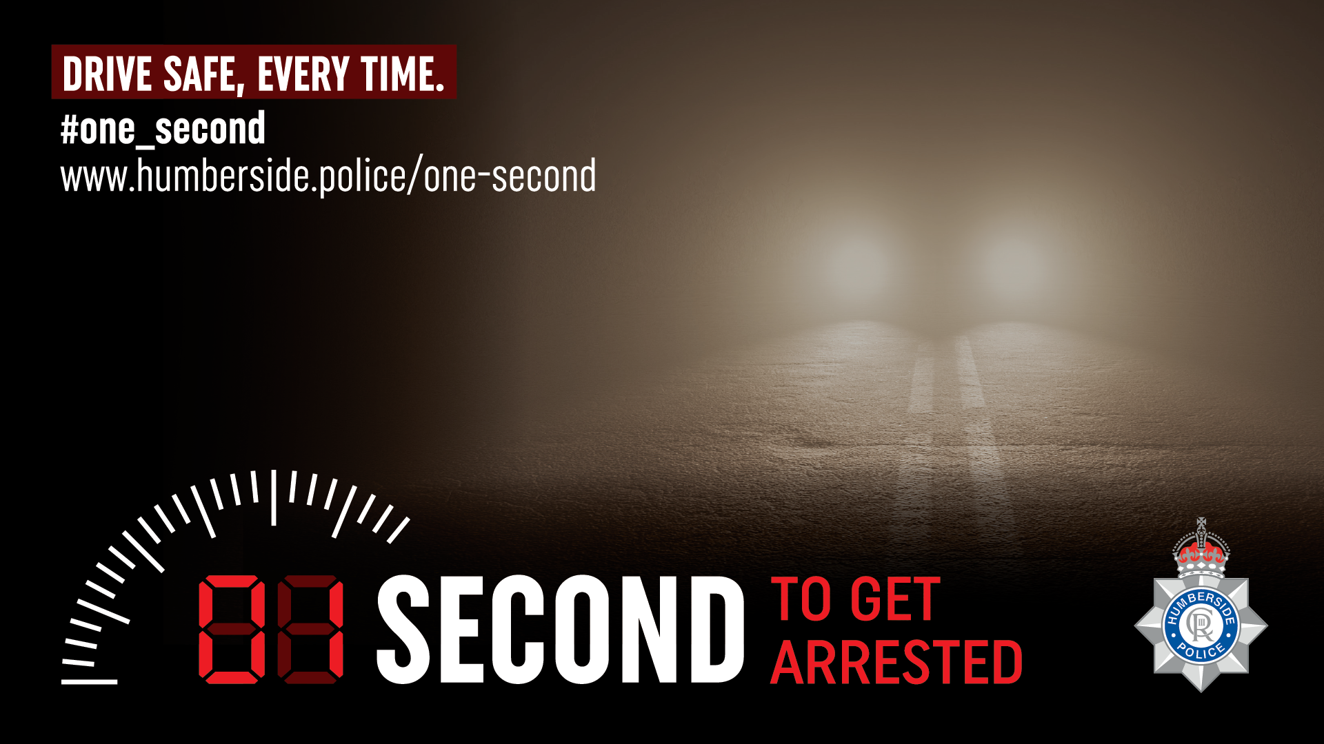 One Second Roads campaign graphic