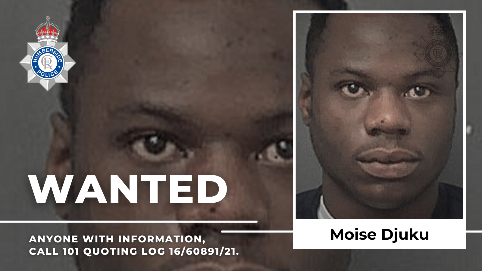 Photograph of wanted man Moise Djuku